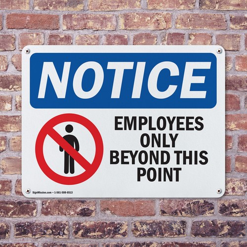(2 Pack) Employees Only Beyond This Point OSHA Notice Sign Decal Metal Plastic - 第 4/22 張圖片