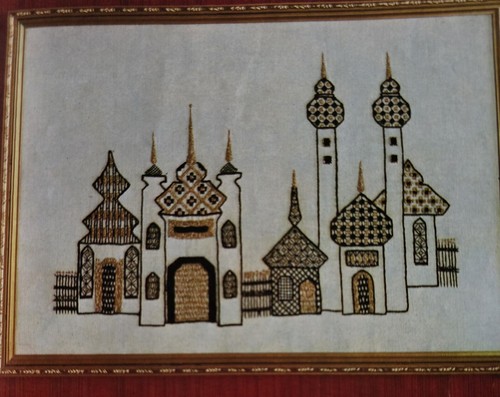 1960s Crewel Russian Church Vandyke Rose Needlewoman Embroidery Pattern Transfer - Picture 5 of 9