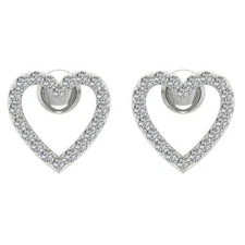 Fashion Cluster Studs Earrings Round Cut Diamond 14K White Gold I1 G 0.50 Carat