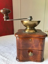 moulin à café ancien - Moulin caisse bois - 4 bouts arrondis - Trémie Laiton