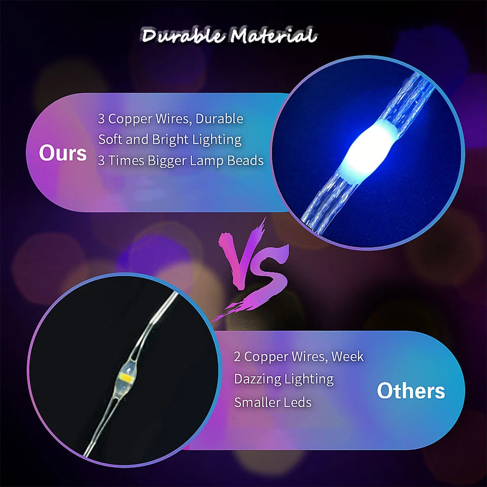 Cadena de luces LED de 33 pies guirnalda de control de aplicaciones inteligentes impermeable decoración de fiestas de Navidad Foto 4 de 4