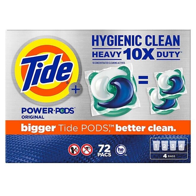 Tide Hygienic Clean Heavy Duty Power PODS Laundry Detergent Pacs Original 72 Ct.