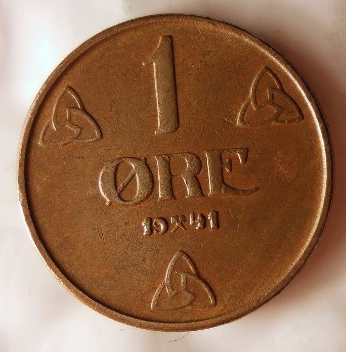 1941 NORWAY ORE - Excellent Vintage Coin - FREE SHIPPING - Norway
