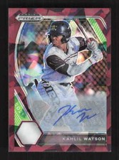 Kahlil Watson 2021 Panini Prizm Draft Picks Auto /12 Burgundy Cracked Ice #PDP16