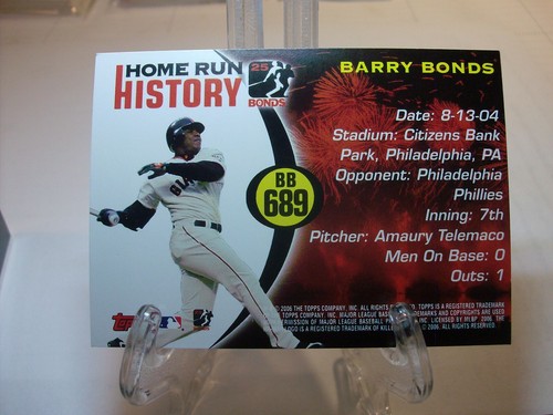 2006 Topps Barry Bonds Home Run History #BB689 Barry Bonds (90591) - Picture 2 of 2