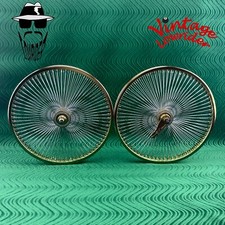 Vintage Lowrider 20 144 Spoke Front Coaster Dayton 2 Tone Goldchrome Rims. Vintage Lowrider 20 144 Spoke Front Coaster Dayton 2 Tone Goldchrome Rims.