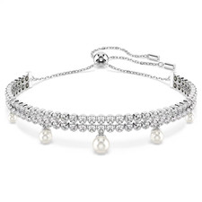 Ariana Grande White Rhodium Plated Bracelet Round Cut Crystal Pearl New
