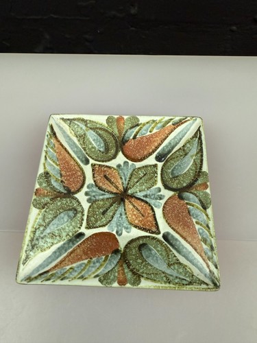 Denby Hand-Painted Glyn Colledge Square Leaves Dish 5.25" - Picture 3 of 4