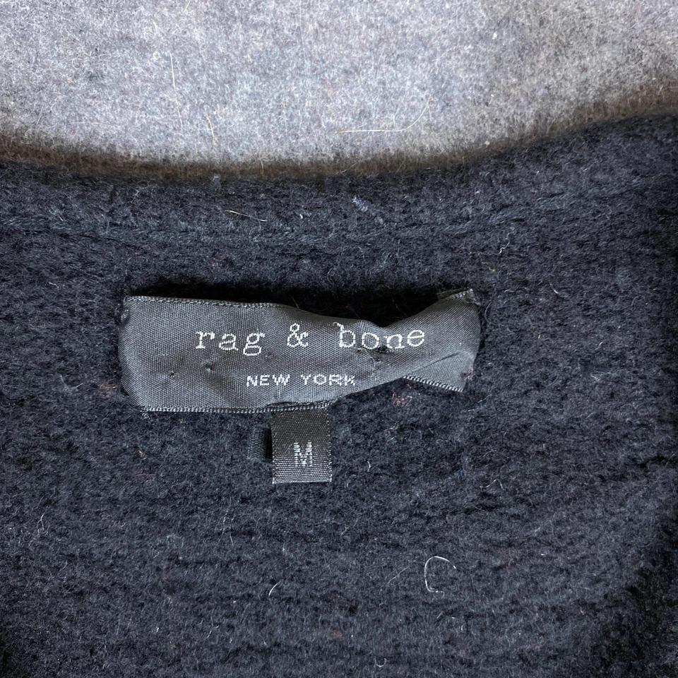 Rag Bone Sweater Womens Medium Black Red Striped Cardigan Waterfall Wrap - Image 2 of 4