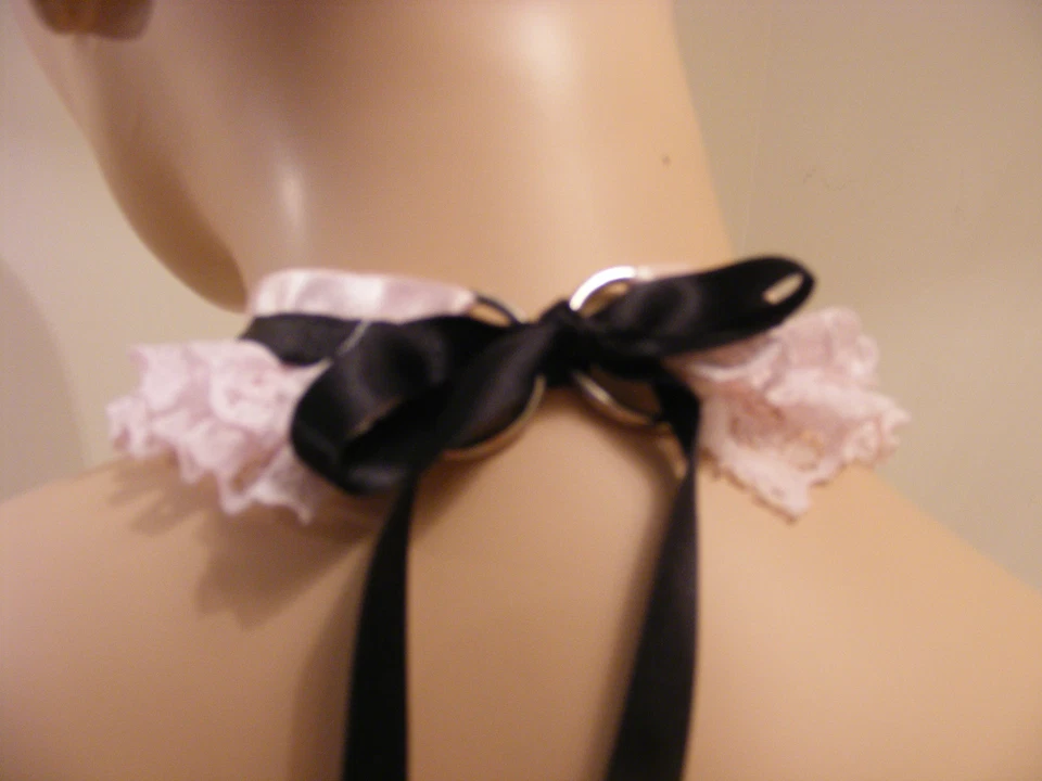 SISSY KITTEN PINK LACE CHOKER DDLG OPT BELL KAWAII LOLITA FANCY DRESS COSPLAY  - Image 2 of 3