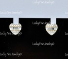 14k Yellow Gold Ladies Natural Diamond Stud Earring heart stud baguette 0.36 ct — photo 1
