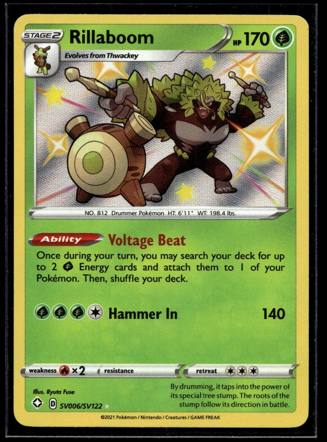 Rillaboom Shiny Holo Rare Shining Fates: Shiny Vault SV006/SV122 NM
