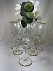 (6) Christian Dior 'Triomphe Crystal 8 Inch WINE GLASS w/Gold Trim -Mint!