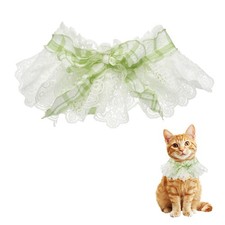 Cat Lace Pet Collar, Cute Cat Collar Ruffle for Dogs Kitten Green, L 