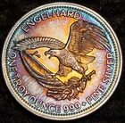 1985 Engelhard American Prospector Eagle TONED 1oz 999 FINE Silver round C6121