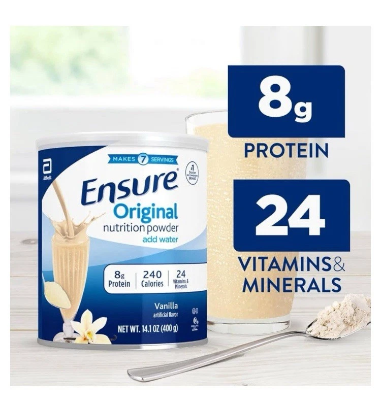 Suplemento en polvo de vainilla Ensure Original Nutrition 8 g de proteína, 24 latas de 14,1 oz-6 Foto 2 de 4