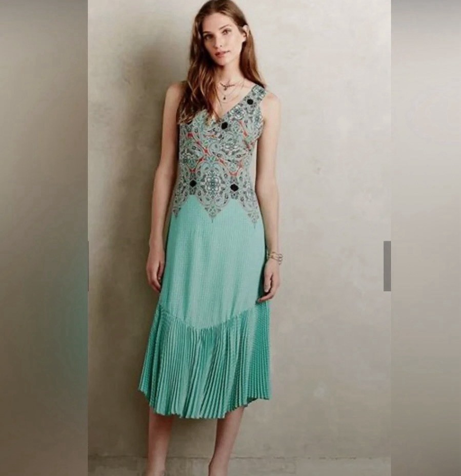 maeve sleeveless pleated dress Maeve Sleeveless Flounce Dress