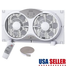 Window Fan W/ Reversible Airflow Quiet Twin 9" Blades Full Remote Control New