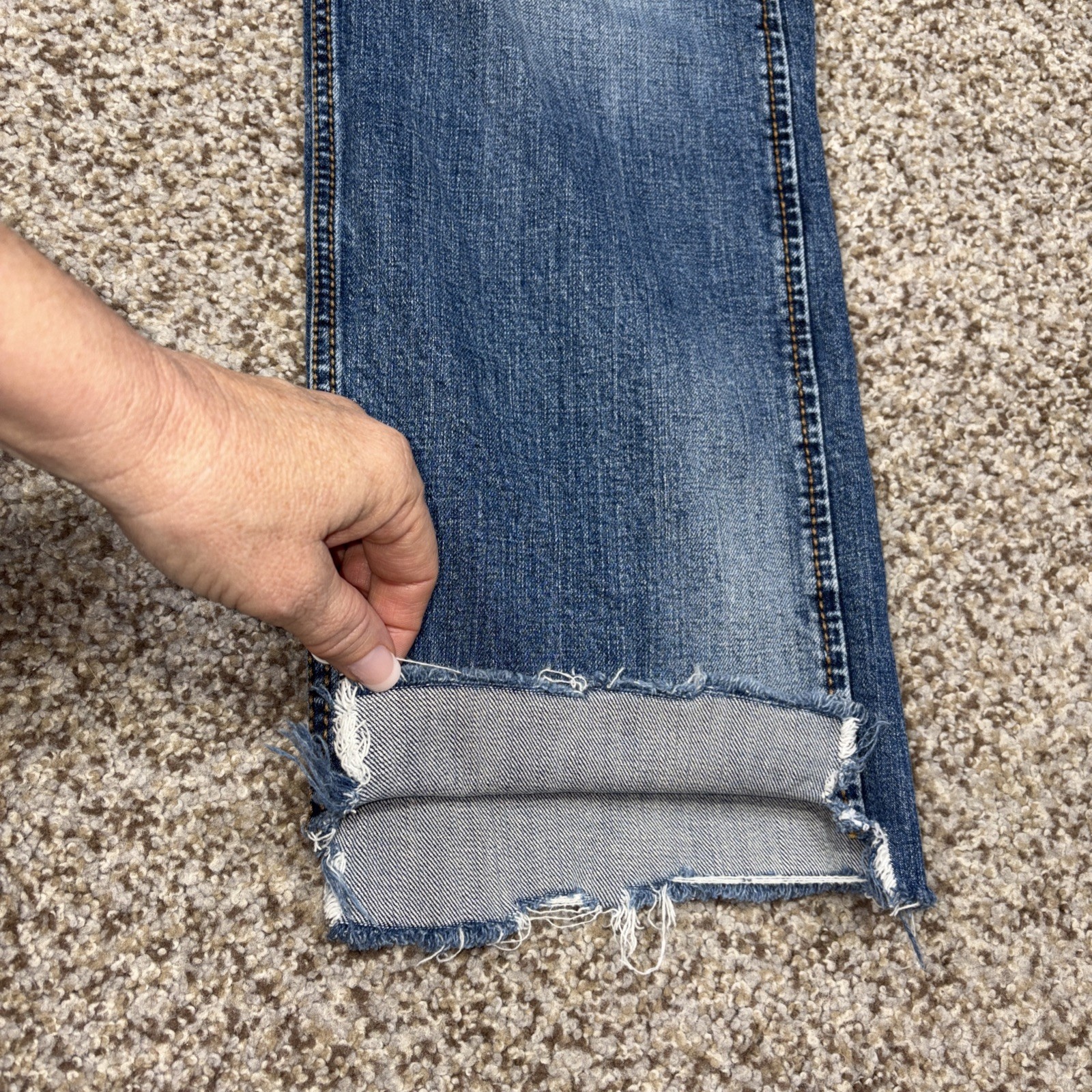 Wrangler Retro Jeans Slim Straight Mens 34 X 29.5 Cowboy Denim Raw Hem - View 11