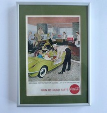 1958 Framed Coca-Cola with Chevrolet Corvette Advert