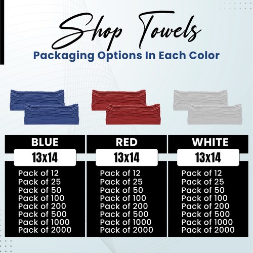 New Industrial A-Grade White Shop Towel 13x14 inch Multipurpose Cleaning Towel - Picture 60 of 89