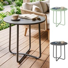 Metal Garden Side Table, 48 cm Round Outdoor Table Plant Stand
