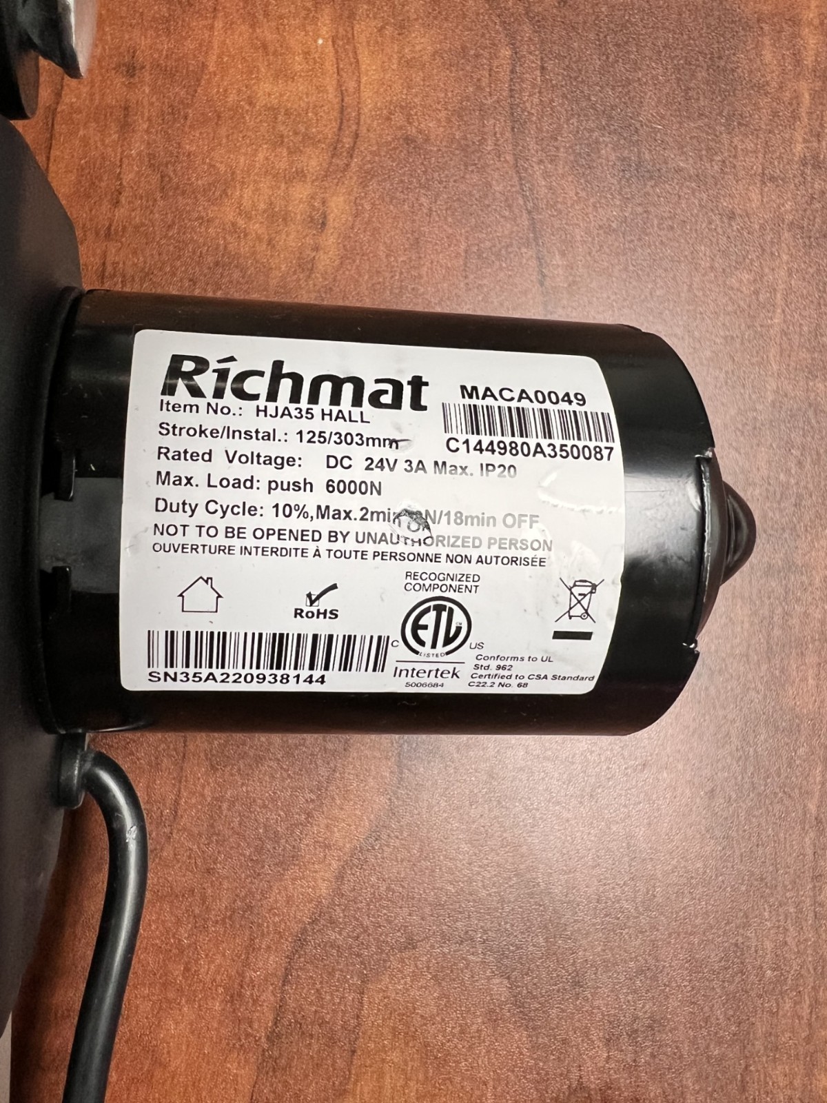 Richmat MACA0049 (HJA35) Adjustable Bed Foot Actuator Motor (125/303mm)