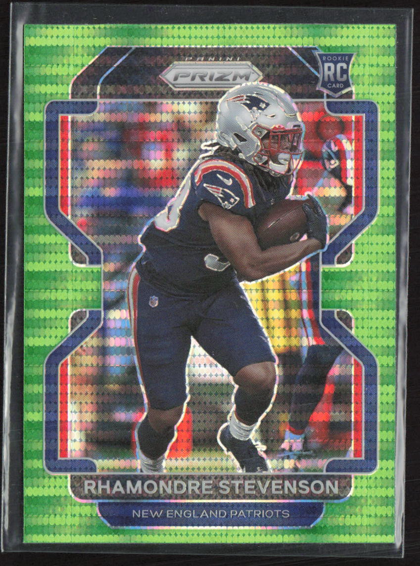 2021 Panini Prizm #367 Rhamondre Stevenson Neon Green Pulsar