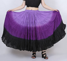 Casual 12 yard Dip Dye lilac Violet black Cotton Long Maxi Elastic Waist Skirt
