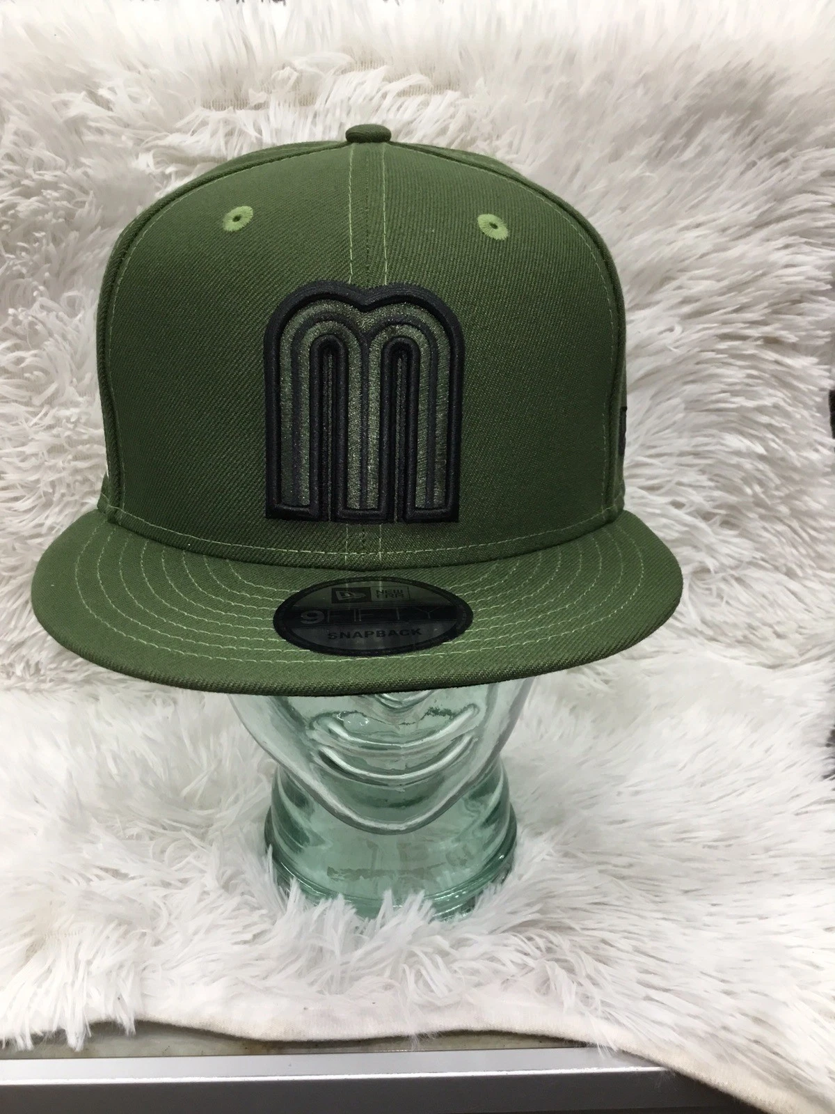 Authentic New Era Mexico WBC Dark Olive Green w/Mexico Flag 9Fifty Snapback Hat