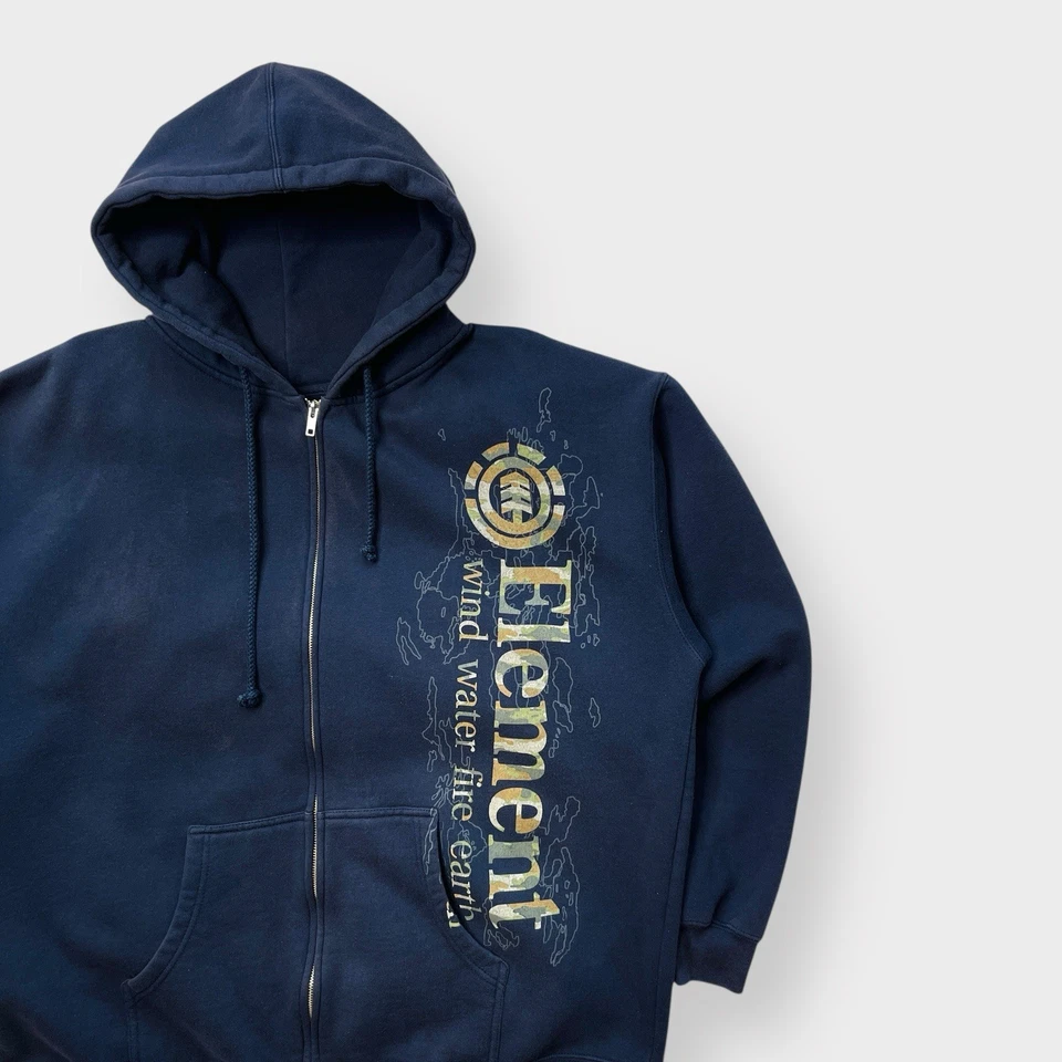 Vtg 90s Y2K Element Full Zip Hoodie Sweatshirt, Heavyweight Skate Big Logo 2XL - Image 3 of 4