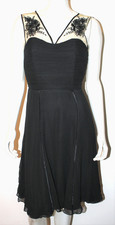 SHANI Black Nude Beaded Dress 4 Silk Evening Sleeveless Floral