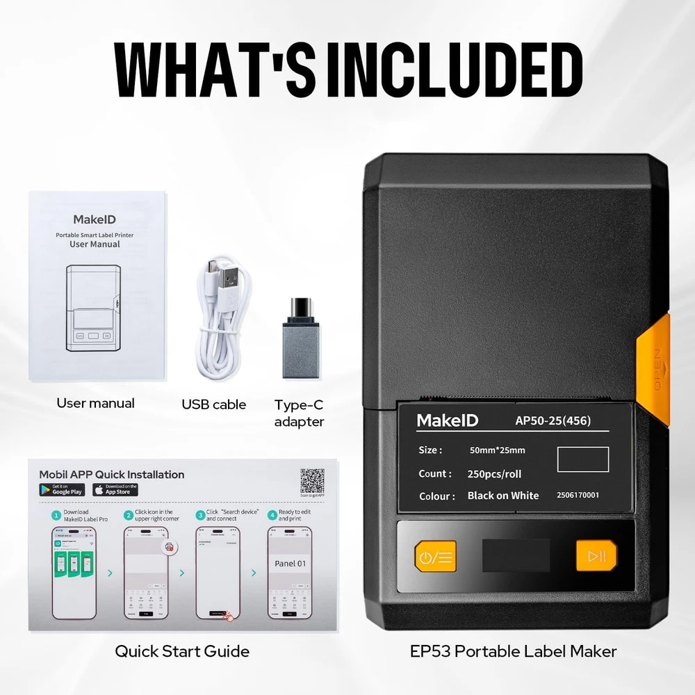 Label Maker Portable Bluetooth 2 Inch Printer for Job Sites Waterproof Durable