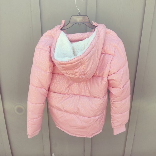 Thereabouts XL 18.5 Fleece Lined Hooded Full Zip Puffer Coat Winter Jacket Pink - Picture 3 of 9