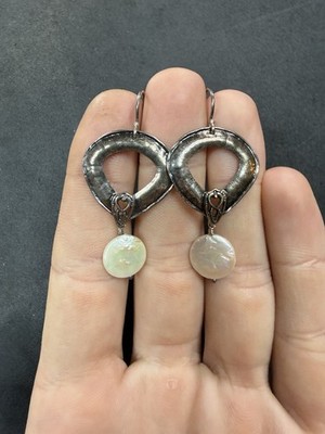 5.4g Vintage Sterling Silver 925 Pearl Drop Earrings Jewelry lot O