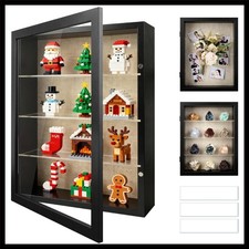 11x14 Shadow Box Display Cases with 3 Removable Clear Shelves, Black