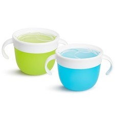 Munchkin Snack Catcher Toddler Snack Cups, No Spil, 2 Pack Containers,Blue/Green