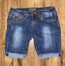  1389 Refuge Blue Jean Shorts Teen Size 2 Button Pockets