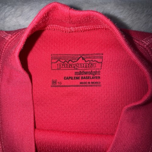 Patagonia Girls Medium 10 Capilene Baselayer Shirt Pink Long Sleeve VTG Camping - Picture 3 of 9