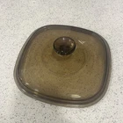 Pyrex A-9-C  Corning Ware Brown Amber Square Glass Lid Cover 8.5 Inch