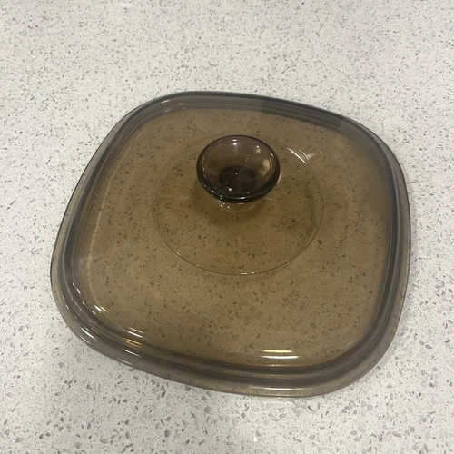 Pyrex A-9-C  Corning Ware Brown Amber Square Glass Lid Cover 8.5 Inch