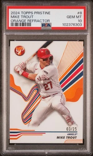 Mike Trout 2024 Topps Pristine Orange Refractor /25 PSA 10 🔥 pop 3