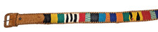 Belt Hand Tooled-Ethnic Colored Saddle Cotton Leather Whipstich Edge Size 30