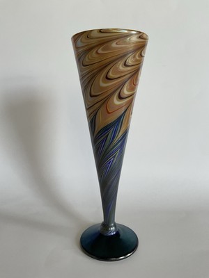 Lundberg Studio Pulled Feather Art Glass Vase 1998 Signed