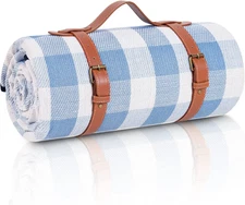 80”X 80” Picnic Blanket Extra Large, Waterproof and Foldable Beach Blanket, 3-La