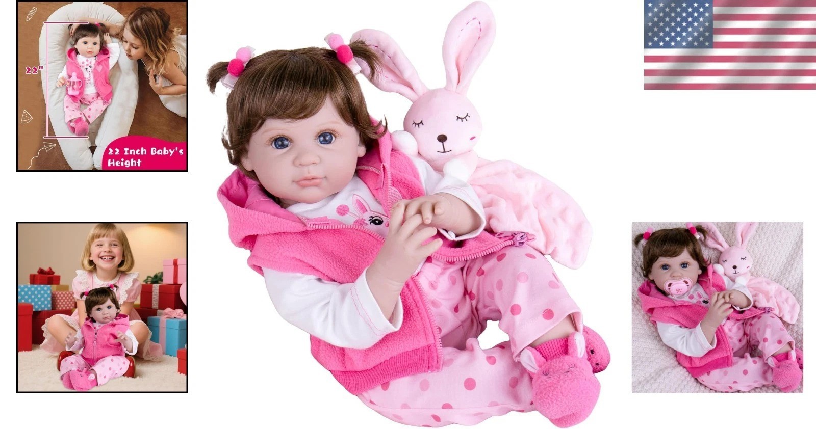 22-Inch Lifelike Reborn Baby Doll with Weighted Body & Accessories for Kids