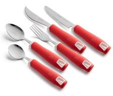 Adaptive Utensils 5-Piece Set Non-Weighted, Non-Slip Handles for Hand Tremors...