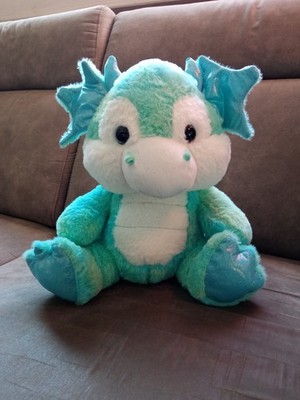 Plüschdrache, Grün-Blau-Weiß, Flauschig, ca. 50cm Groß