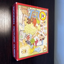 Eichhorn Vintage Snow White Wood Block Cube Puzzle w Box Pictures W. Germany