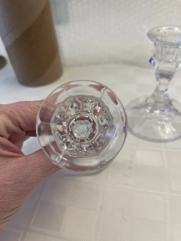 Juego de 3 candelabros de cristal 24% plomo 4 pulgadas alto hecho en Estados Unidos vintage Foto 4 de 4
